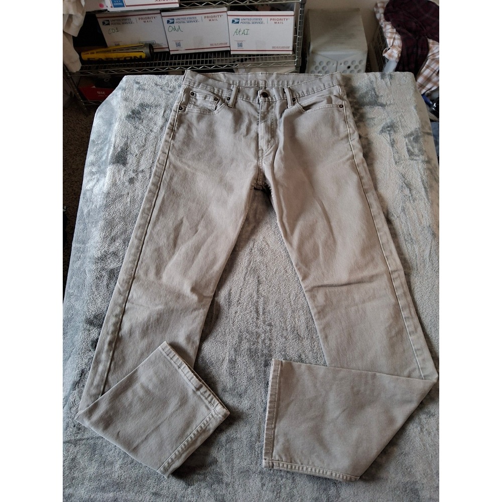 Levis 511 Slim Fit Jeans Mens 32x34 Grey Tan Neutral Denim Pants